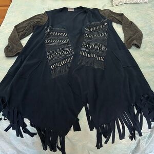 Faux suede long cardigan